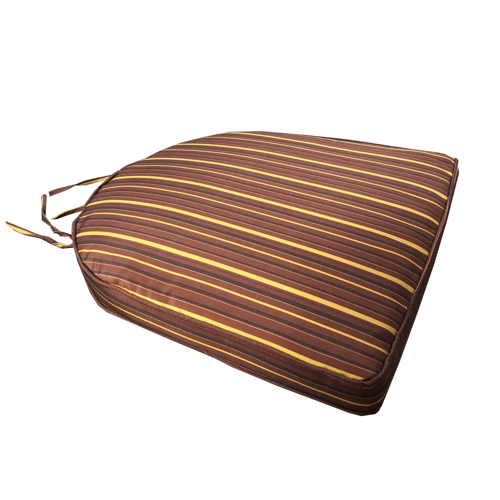 Image of Oakland Living 20 x 19 Outdoor Patio Dining Chair Cushion in Burgundy, Red and Yellow Stripes with Ties