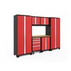 NewAge Products Bold Series Cabinet - Steel and Bamboo - Capacity of 3000 lb - Set of 7 Pieces - Red