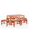 Vifah Malibu Patio Dining Set with Backless Chairs - Wood - Brown - 7-Pieces