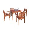 Vifah Malibu Patio Dining Set with Stacking Chairs - Wood - Brown - 5-Pieces