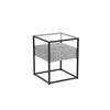 Safdie & Co. Modern Contemporary Glass Top Metal Frame Square End table - 1-Drawer - Dark Cement/Black