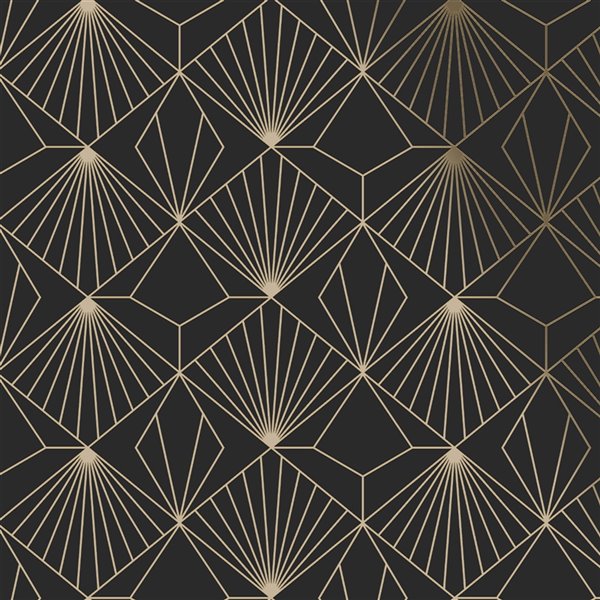 Graham & Brown Kabuki Non-Woven Textured Geometric Wallpaper -  Unpasted/Paste the wall - 56-sq. ft - Black/Gold | Lowe's Canada