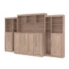 Bestar Pur Murphy Bed with 2 Storage Units and 3 Hutches - Queen - Rustic Brown