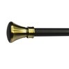 Versailles Home Fashions Imperial Noir Flare Single Curtain Rod - 72-144-in - Black/Gold