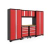 NewAge Products Bold Series Cabinet Set - Steel and Bamboo - 8 Drawers - Capacity of 3000 lb - Set of 7 Pieces - Red