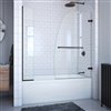 DreamLine Aqua Uno Frameless Hinged Bathtub Door - 58-in x 56-in to 60-in - Oil Rubbed Bronze/Clear Glass