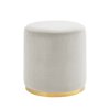 Hi-Line Gift Ltd. Modern Velvet Round Ottoman - White