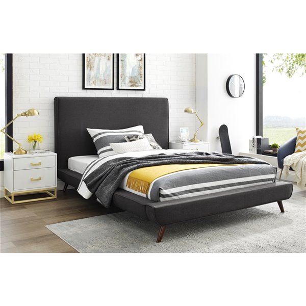 Alaric Full Bed Frame Charcoal Grey, Dark Grey Headboard And Frame