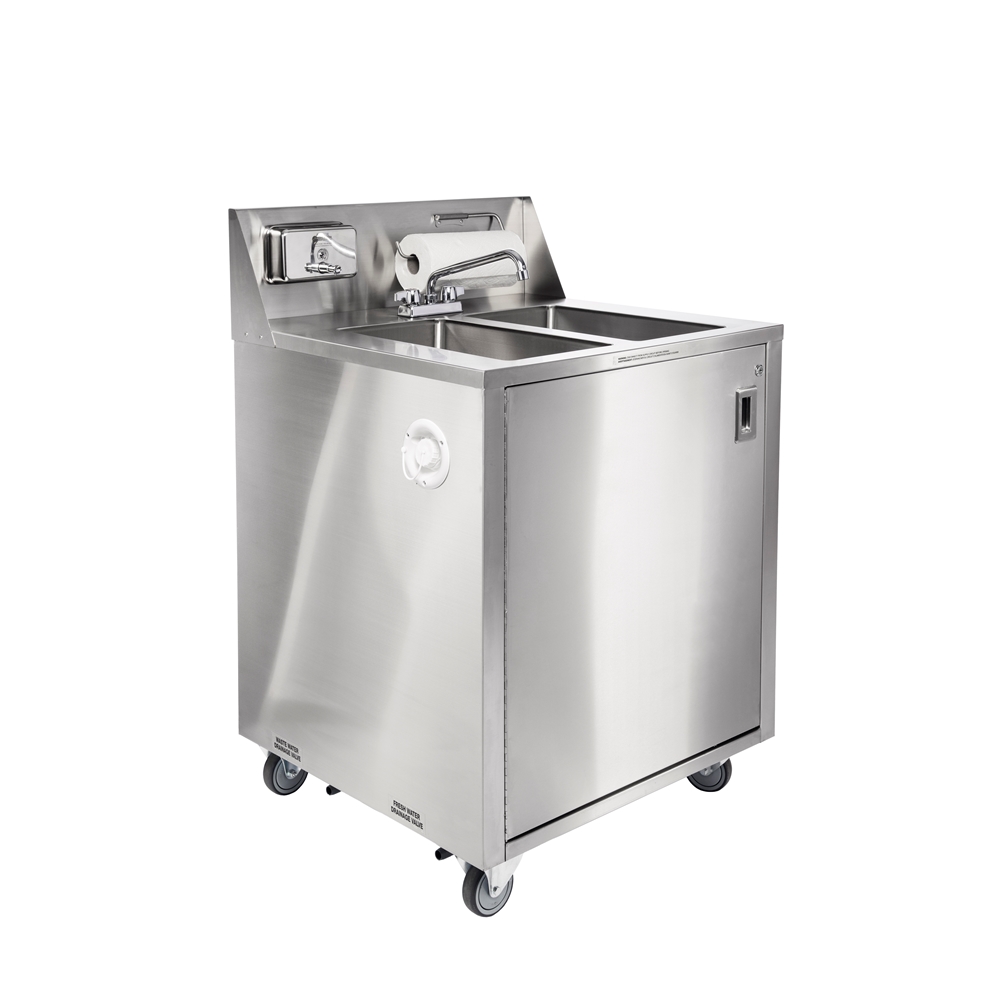 Ancaster Food Equipment 2-Basin Stainless Steel Freestanding Portable Utility Sink with Drain and Faucet - 32-in x 29.25-in