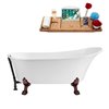 Streamline 28W x 59L Glossy White Acrylic Clawfoot Bathtub with Matte Oil Rubbed Bronze Feet and Reversible Drain with Tray