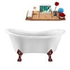 Streamline 31W x 62L Glossy White Acrylic Clawfoot Bathtub with Matte Oil Rubbed Bronze Feet and Reversible Drain with Tray