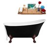 Streamline 28W x 59L Glossy Black Acrylic Clawfoot Bathtub with Matte Oil Rubbed Bronze Feet and Reversible Drain with Tray