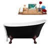 Streamline 32W x 67L Glossy Black Acrylic Clawfoot Bathtub with Matte Oil Rubbed Bronze Feet and Reversible Drain with Tray