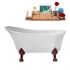 Streamline 27W x 55L Glossy White Acrylic Clawfoot Bathtub with Matte Oil Rubbed Bronze Feet and Reversible Drain with Tray