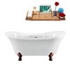 Streamline 34W x 68L Glossy White Acrylic Clawfoot Bathtub with Matte Oil Rubbed Bronze Feet and Center Drain with Tray