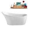 Streamline 31W x 67L Glossy White Acrylic Bathtub and a Matte Black Reversible Drain with Tray