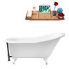 Streamline 30W x 60L Glossy White Cast Iron Clawfoot Bathtub with Glossy White Feet and Reversible Drain with Tray