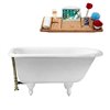 Streamline 30W x 66L Glossy White Cast Iron Clawfoot Bathtub with Glossy White Feet and Reversible Drain with Tray