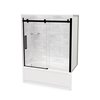 MAAX Utile 60-in x 30-in x 81-in Marble Carrara and Matte Black Bathtub Shower Kit with Left Drain - 5-Piece