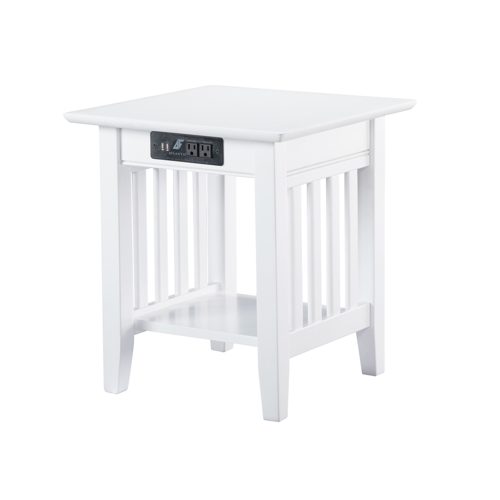 AFI Furnishings Mission End Table with Charging Station   White ...