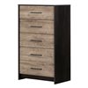 South Shore Furniture Londen Weathered Oak and Ebony 5-Drawer Standard Chest