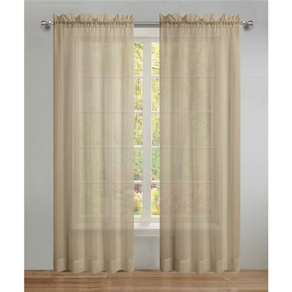 Swift Home 95 In Taupe Polyester Sheer, Extra Wide Sheer Curtains Canada