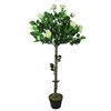 Northlight 49.5-in Green and White Potted Floral Artificial Rose Garden Tree