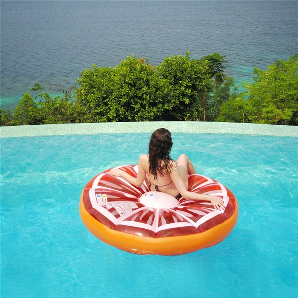 Pool Central Inflatable Orange and White Round Slice Swimming Pool Float Product Image #2