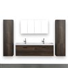 Streamline 63-in Brown Double Sink Bathroom Vanity with Glossy White Solid Surface Top (2 Mirrors and 2 Cabinets Included)