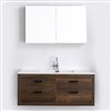 Streamline Brown 48-in Single Sink Bathroom Vanity with Glossy White Solid Surface Top (Mirror Included)