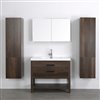 Streamline 40-in Brown Single Sink Bathroom Vanity with Glossy White Solid Surface Top - 1 Mirror and 2 Cabinets Included