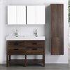 Streamline 48-in Brown Double Sink Bathroom Vanity with Glossy White Solid Surface Top (Mirrors and Linen Cabinet Included)