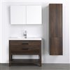 Streamline 40-in Brown Single Sink Bathroom Vanity with Glossy White Solid Surface Top (1 Mirror and Linen Cabinet Included)
