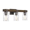 Worldwide Lighting Edison 3-Light Artisan Iron and Wood Finish Modern/Contemporary Vanity Light