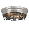 Worldwide Lighting Bethpage 12.7-in Brushed Nickel Canopy with Black Wire Frame Contemporary Incandescent Flush Mount Light