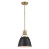 Worldwide Lighting Helmut Vintage Brass and Black Shade Modern/Contemporary Cone Incandescent Medium Pendant Light