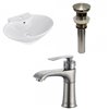 American Imaginations White Ceramic Wall-mount Oval Bathroom Sink (17.25-in x 22.75-in) Nickel Faucet