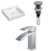 American Imaginations White Ceramic Wall-mount Square Bathroom Sink (17.5-in x 17.5-in) with Chrome Faucet