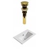 American Imaginations 23.8-in Fire Clay Single Sink Bathroom Vanity Top - Gold Single hole Faucet