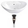 American Imaginations White Ceramic Vessel Oval Bathroom Sink (15.25-in x 23-in) - Black Faucet