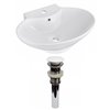 American Imaginations White Ceramic Vessel Oval Bathroom Sink (17.25-in x 22.75-in) - White Faucet
