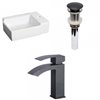 American Imaginations White Ceramic Wall-mount Rectangular Bathroom Sink (11.75-in x 16.25-in) with Black Faucet