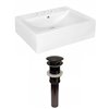 American Imaginations White Ceramic Vessel Rectangular-Shaped Bathroom Sink - Overflow Drain Included (16.25-in x 20.25-in)