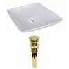 American Imaginations Ceramic Vessel Square Bathroom Sink (16.75-in L x 16.75-in W) and Gold Drain Included