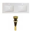 American Imaginations Xena 59-in Double sink Bathroom Vanity Top in Enamel Glaze Fire clay  - Gold Hardware