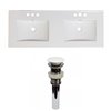 American Imaginations Xena 59-in Double sink Bathroom Vanity Top in Enamel Glaze Fire clay  - White Hardware