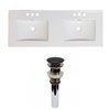 American Imaginations Xena 48-in Enamel Glaze Fire clay Bathroom Vanity Top with Double Sink  - Black Hardware