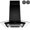 AKDY 36-in Convertible Black Painted Island Range Hood With Charcoal Filter Included