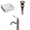 American Imaginations White Ceramic Vessel Bathroom Sink with Traditional Brushed Nickel Faucet/Overflow Drain (16.5-in x 21-in)