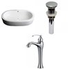 American Imaginations White Ceramic Vessel Oval Bathroom Sink with Chrome Faucet and Overflow Drain (14.5-in x 25.25-in)